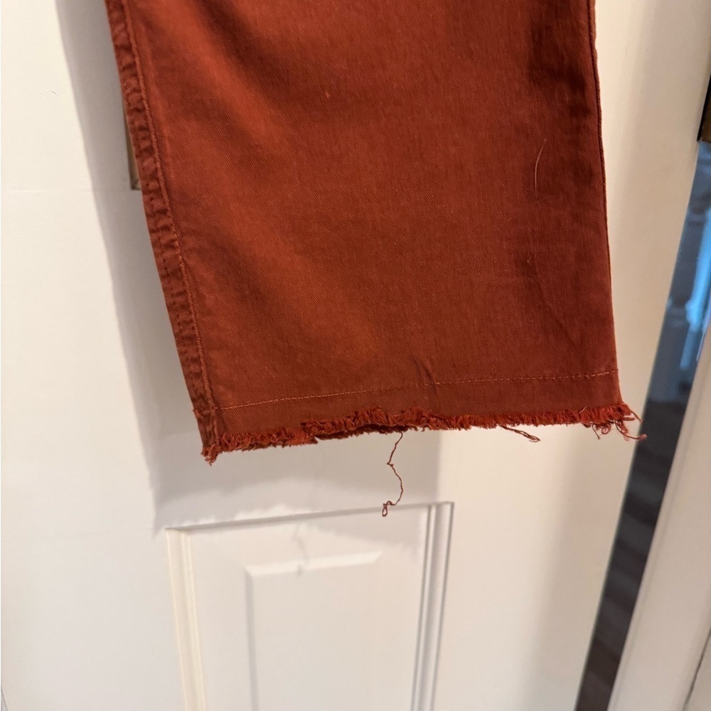 Nili Lotan Jenna Pants Frayed Hem Crop Ankle Cargo Size 6 Orange Terracotta EUC - Picture 6 of 8